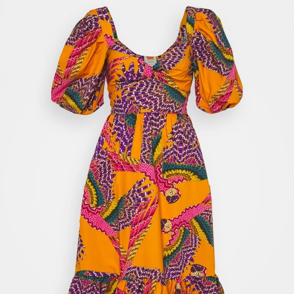 Farm Rio Macaw Puff-Sleeve Midi Dress - Picture 15 of 15